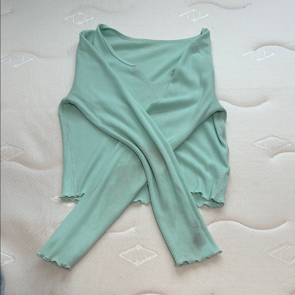 American Eagle Outfitters Mint Green Long Sleeve Top
